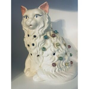 RARE! Vintage Mid Century 1950's Ceramic Blue Eyed White Cat